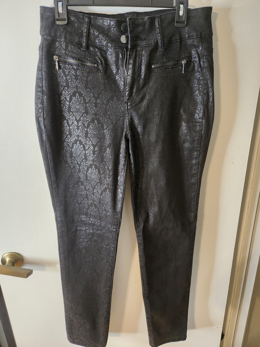 New York & Company Black Textured Skinny Pants